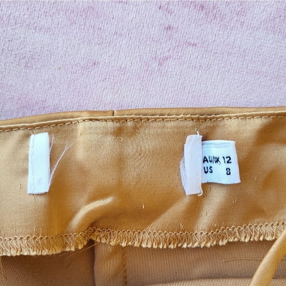 Petal & Pup Persia Gold Satin Draped Sleeveless Cocktail Midi Slip Dress 8US - Picture 11 of 12